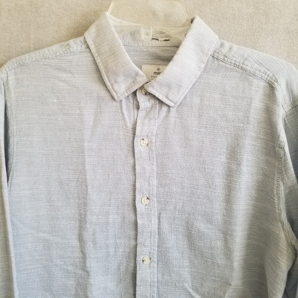 Mavi Shirt Mens Large Gray‎ Button Up Woven Long Sleeve Cotton Fitted Preppy